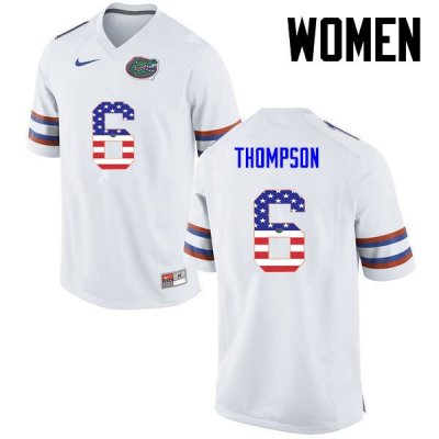 Women's Florida Gators #6 Deonte Thompson NCAA Nike White USA Flag Fashion Authentic Stitched College Football Jersey IIY4662XD